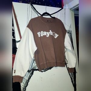 PLAYBOY Brown and White Logo Sweatshirt